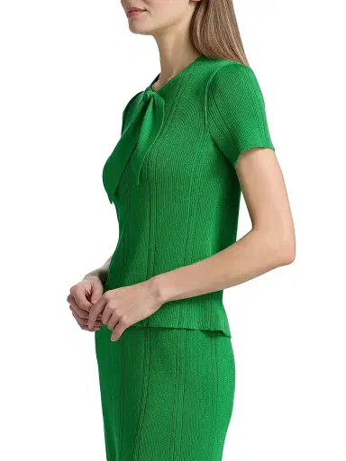 Misook Women's Faux-Tie Rib-Knit Top | Thumbnail 4