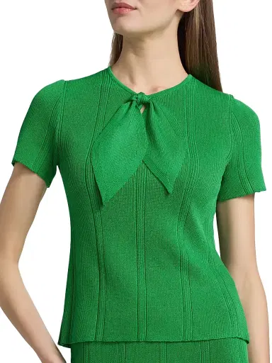 Misook Women's Faux-Tie Rib-Knit Top | Thumbnail 6