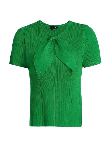 Misook Women's Faux-Tie Rib-Knit Top | Thumbnail 1