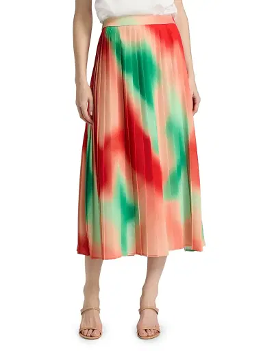 Misook Women's Pleated Printed Crêpe Maxi Skirt - Cherry Ember Peach - Size XXL | Thumbnail 3 Misook Women's Pleated Printed Crêpe Maxi Skirt - Cherry Ember Peach - Size XXL | Thumbnail 3