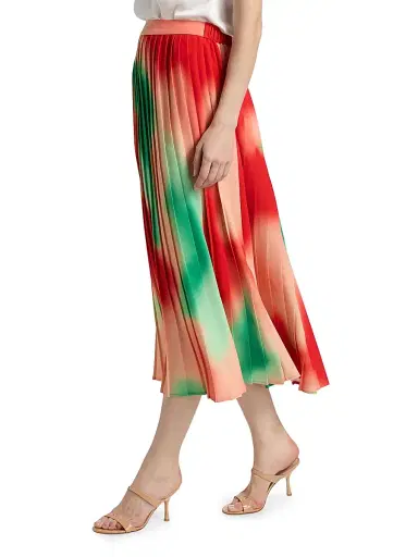 Misook Women's Pleated Printed Crêpe Maxi Skirt - Cherry Ember Peach - Size XXL | Thumbnail 4 Misook Women's Pleated Printed Crêpe Maxi Skirt - Cherry Ember Peach - Size XXL | Thumbnail 4