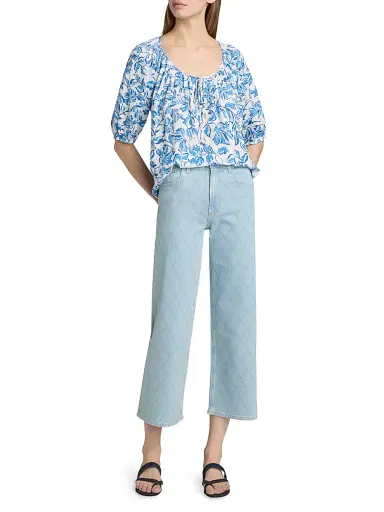 RAILS Women's Kirstie Botanical Print Linen-Blend Top - Azure Jasmine | Thumbnail 2 RAILS Women's Kirstie Botanical Print Linen-Blend Top - Azure Jasmine | Thumbnail 2