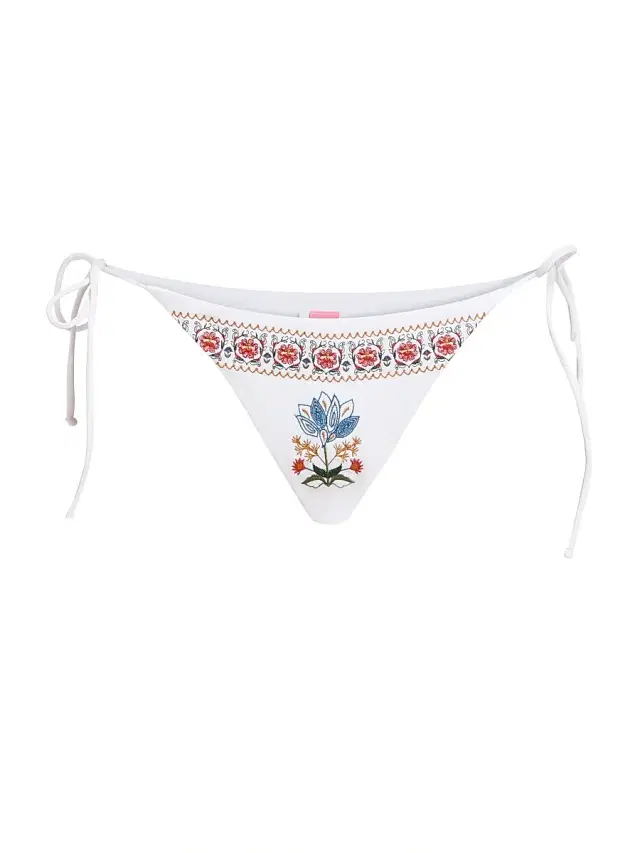 Farm Rio Women's Stitched Garden Side-Tie Bikini Bottom - Off White