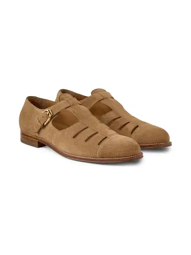 Ralph Lauren Purple Label Men's Suede Fisherman Sandals - Golden Brown - Size 9 | Thumbnail 2