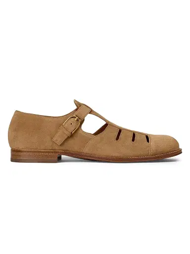 Ralph Lauren Purple Label Men's Suede Fisherman Sandals - Golden Brown - Size 9 | Thumbnail 1