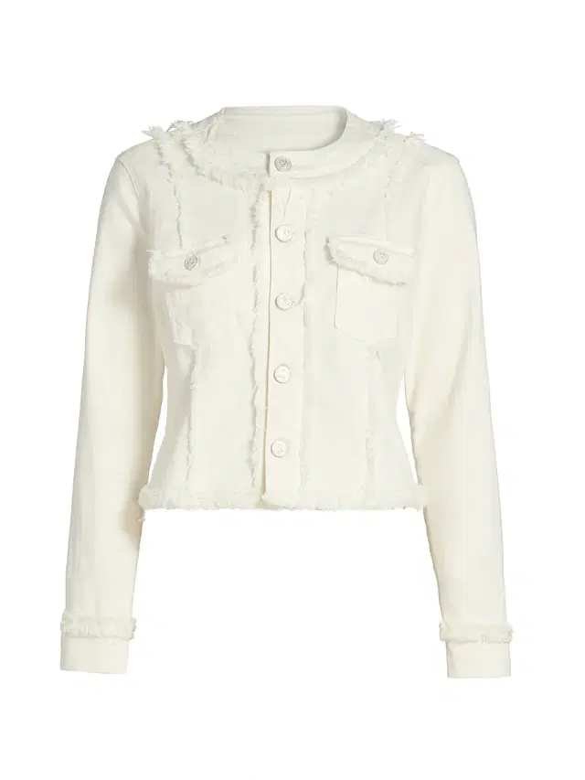 L'AGENCE Women's Yarin Collarless Fray Jacket - Light Ecru