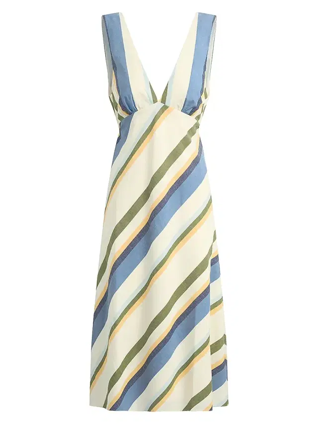 Joe's Jeans Women's Joni Striped Cotton-Blend A-Line Midi-Dress - Azure Variegated