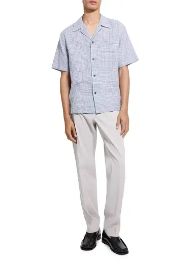 Theory Men's Checked Textured Cotton-Blend Camp Shirt - Bering Multi - Size XL | Thumbnail 2