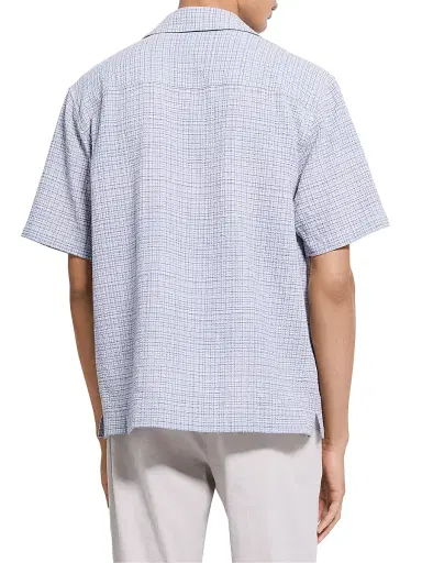 Theory Men's Checked Textured Cotton-Blend Camp Shirt - Bering Multi - Size XL | Thumbnail 5