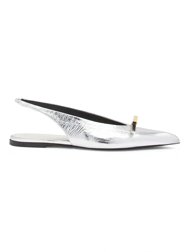 Lanvin Women's Bow Metallic Leather Slingback Flats - Silver