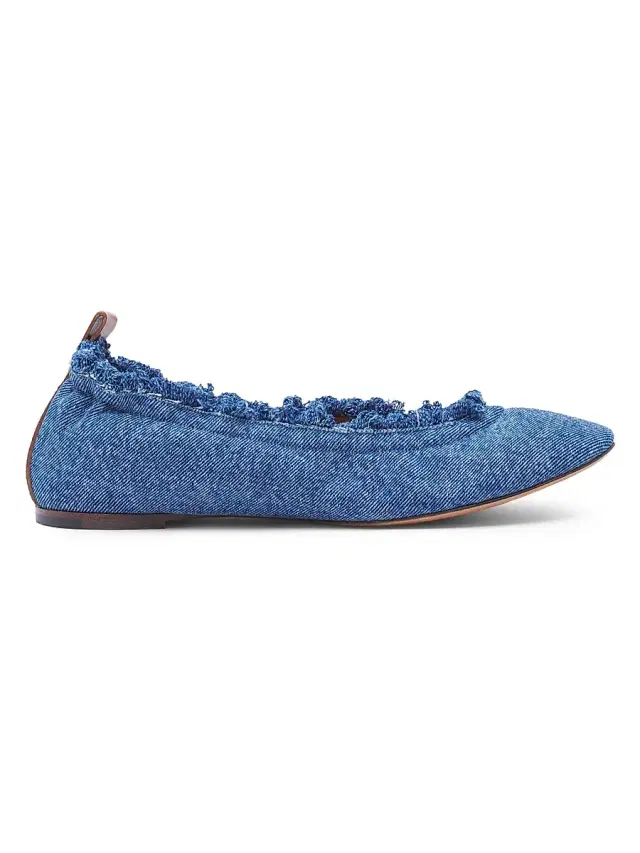 Lanvin Women's Ballerina Denim Flats - Denim Blue