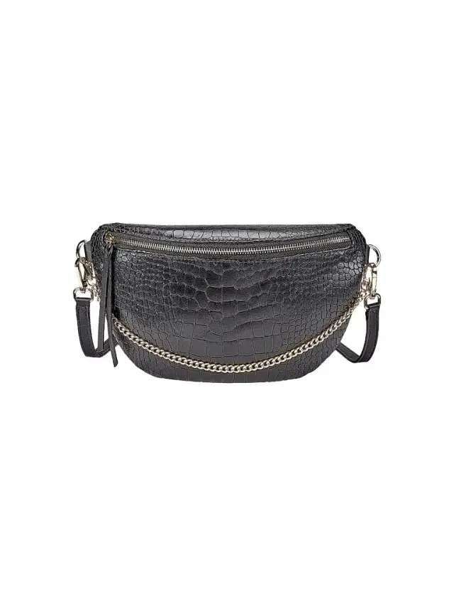 GiGi New York Women's Beck Croc-Embossed Leather Sling Bag - Black