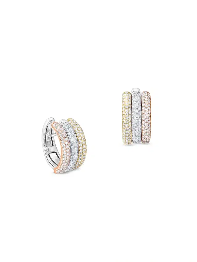 Women's Stardust Tri-Tone 18K Gold & 0.67 TCW Diamond Huggies - Yellow Gold
