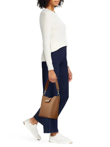 GiGi New York Women's Isabel Textured Leather Bucket Bag - Tan | Thumbnail 2