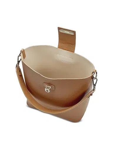 GiGi New York Women's Isabel Textured Leather Bucket Bag - Tan | Thumbnail 3