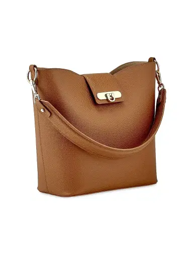 GiGi New York Women's Isabel Textured Leather Bucket Bag - Tan | Thumbnail 4