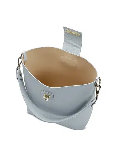 GiGi New York Women's Isabel Textured Leather Bucket Bag - Light Blue | Thumbnail 3