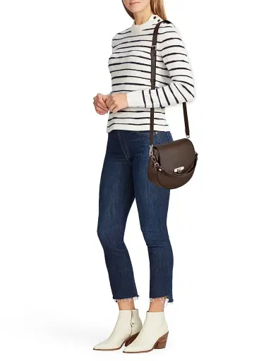GiGi New York Women's Sophia Leather Saddle Bag - Chocolate Brown | Thumbnail 2