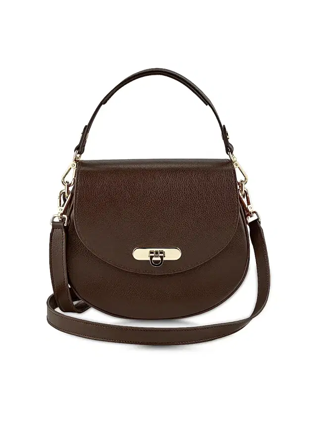 Women's Sophia Leather Saddle Bag - Chocolate Brown
