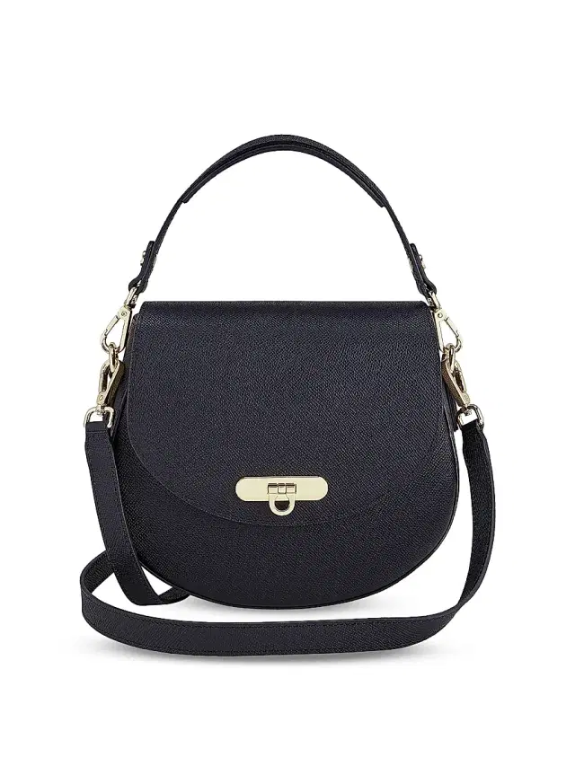 GiGi New York Women's Sophia Textured Leather Saddle Bag - Black