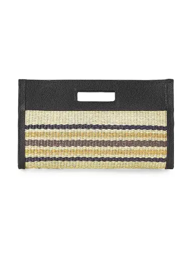 GiGi New York Women's Remy Striped Raffia & Leather Clutch - Natural Multi | Thumbnail 1 GiGi New York Women's Remy Striped Raffia & Leather Clutch - Natural Multi | Thumbnail 1