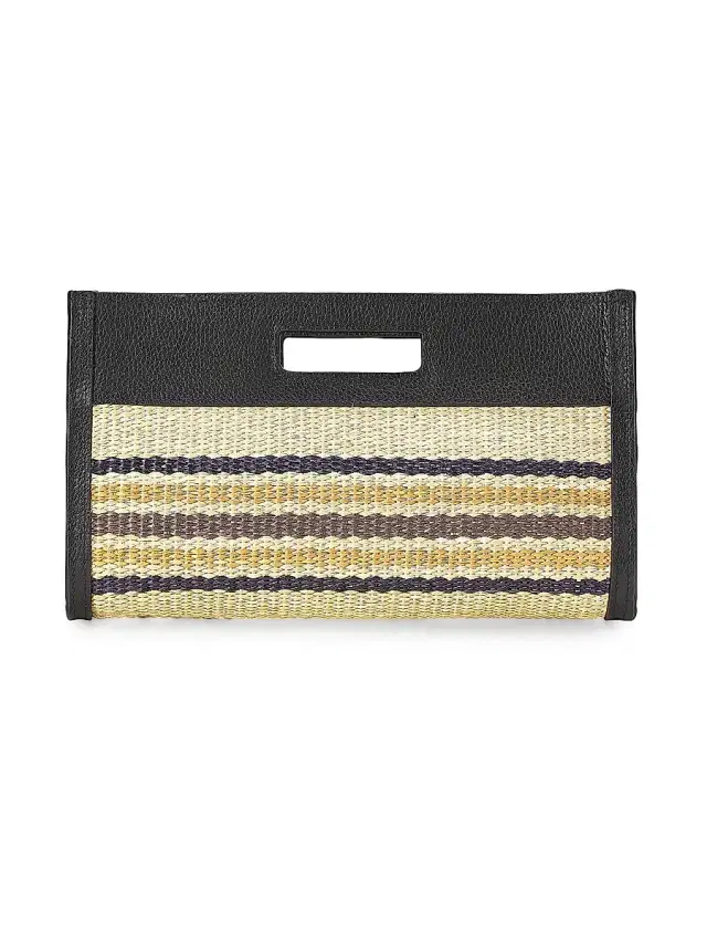 GiGi New York Women's Remy Striped Raffia & Leather Clutch - Natural Multi