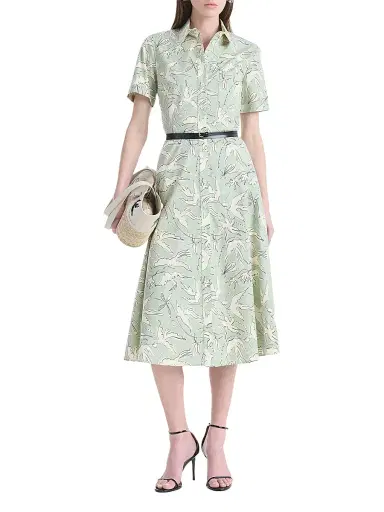 Altuzarra Women's Kiera Bird-Print Midi-Shirtdress - Desert Sage Bird | Thumbnail 2 Altuzarra Women's Kiera Bird-Print Midi-Shirtdress - Desert Sage Bird | Thumbnail 2