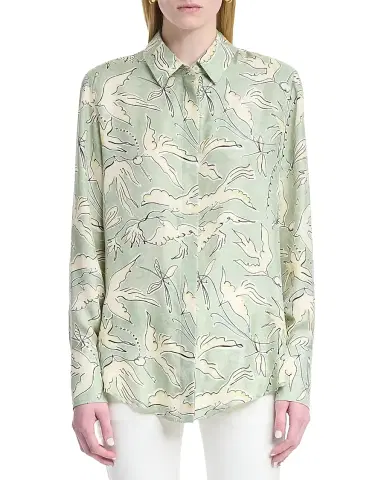 Altuzarra Women's Chika Bird-Print Silk Button-Front Top - Desert Sage Bird - Size 8 | Thumbnail 3