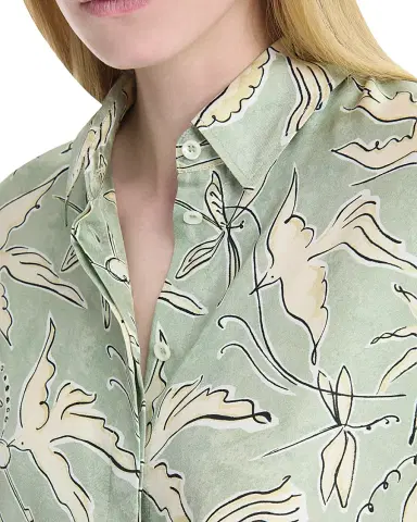 Altuzarra Women's Chika Bird-Print Silk Button-Front Top - Desert Sage Bird - Size 8 | Thumbnail 5