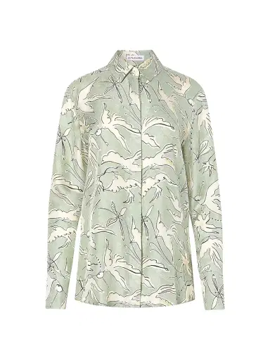 Altuzarra Women's Chika Bird-Print Silk Button-Front Top - Desert Sage Bird - Size 8 | Thumbnail 1
