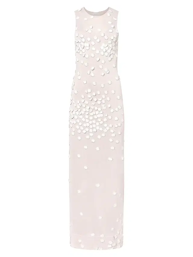 Women's Nelly Floral-Embroidered Mesh Knit Maxi Dress - Pale Blush