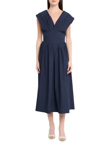 Rosie Assoulin Women's In Full Bloom Cotton Midi-Dress - Navy - Size 12 | Thumbnail 2