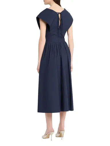 Rosie Assoulin Women's In Full Bloom Cotton Midi-Dress - Navy - Size 12 | Thumbnail 4