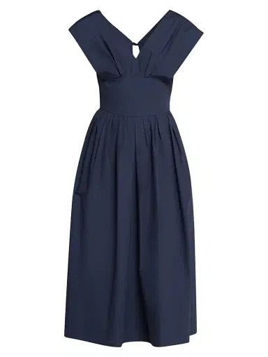 Rosie Assoulin Women's In Full Bloom Cotton Midi-Dress - Navy - Size 12 | Thumbnail 1