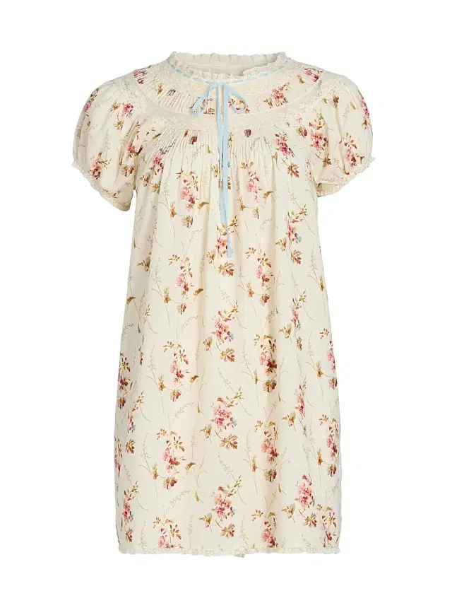 Women's Daphne Floral Cotton Minidress - Blanc Prarie Rose