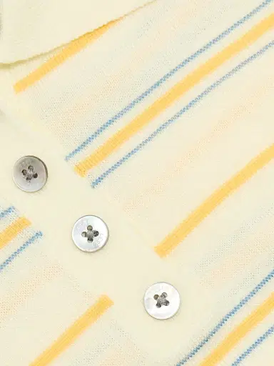LESET Women's James Striped Merino Wool Polo Sweater - Soleil Stripe - Size XL | Thumbnail 7 LESET Women's James Striped Merino Wool Polo Sweater - Soleil Stripe - Size XL | Thumbnail 7