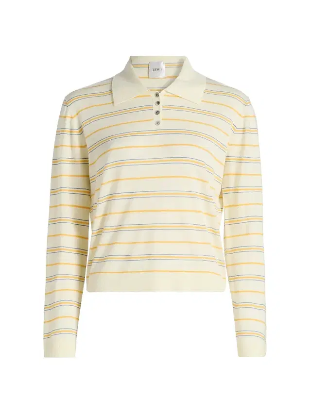 Women's James Striped Merino Wool Polo Sweater - Soleil Stripe