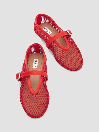 Alaïa Women's Fishnet Ballet Flats - Orange Brule - Size 8 | Thumbnail 4 Alaïa Women's Fishnet Ballet Flats - Orange Brule - Size 8 | Thumbnail 4