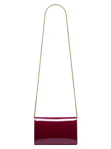 Saint Laurent Women's Uptown Chain Wallet in Patent Leather - Grenade | Thumbnail 2 Saint Laurent Women's Uptown Chain Wallet in Patent Leather - Grenade | Thumbnail 2