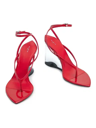 Alaïa Women's 90MM Leather Wedge Sandals - Orange Brule - Size 6 | Thumbnail 2 Alaïa Women's 90MM Leather Wedge Sandals - Orange Brule - Size 6 | Thumbnail 2