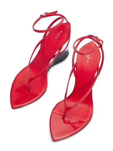 Alaïa Women's 90MM Leather Wedge Sandals - Orange Brule - Size 6 | Thumbnail 4 Alaïa Women's 90MM Leather Wedge Sandals - Orange Brule - Size 6 | Thumbnail 4