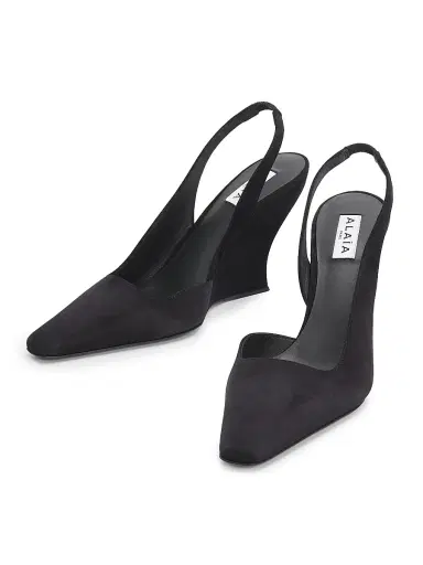 Alaïa Women's 90MM Suede Wedge Slingback Pumps - Noir | Thumbnail 2