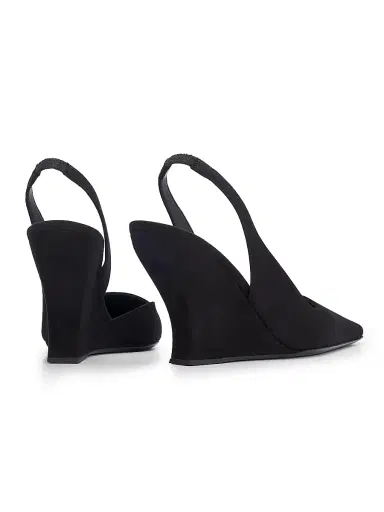 Alaïa Women's 90MM Suede Wedge Slingback Pumps - Noir | Thumbnail 3