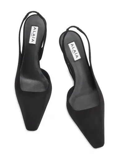 Alaïa Women's 90MM Suede Wedge Slingback Pumps - Noir | Thumbnail 4