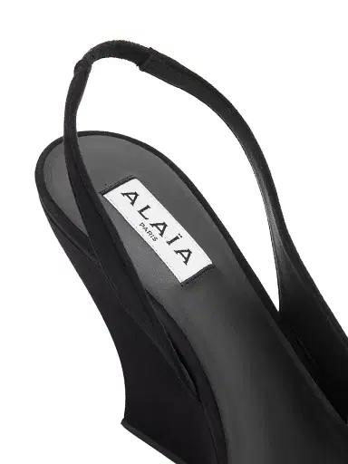 Alaïa Women's 90MM Suede Wedge Slingback Pumps - Noir | Thumbnail 5