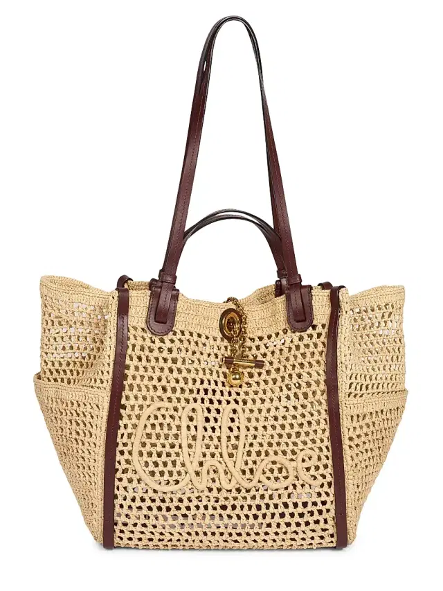 Chloé Women's Iconic Raffia-Leather Tote Bag - Hot Sand