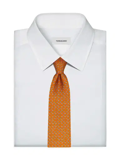 Ferragamo Men's Bussola Paper Planes Silk Tie | Thumbnail 2