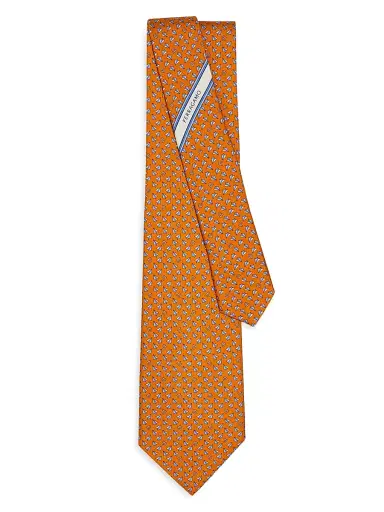 Ferragamo Men's Bussola Paper Planes Silk Tie | Thumbnail 3