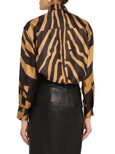 Ferragamo Women's Zebra-Print Silk Button-Front Shirt | Thumbnail 4 Ferragamo Women's Zebra-Print Silk Button-Front Shirt | Thumbnail 4