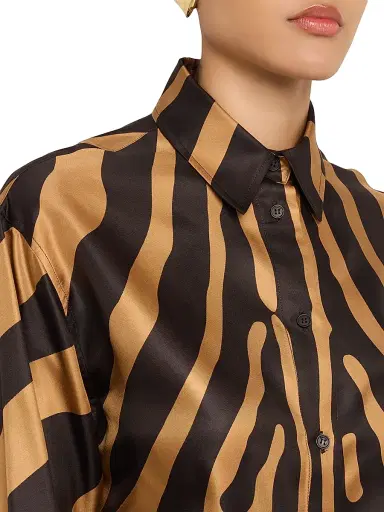 Ferragamo Women's Zebra-Print Silk Button-Front Shirt | Thumbnail 5 Ferragamo Women's Zebra-Print Silk Button-Front Shirt | Thumbnail 5